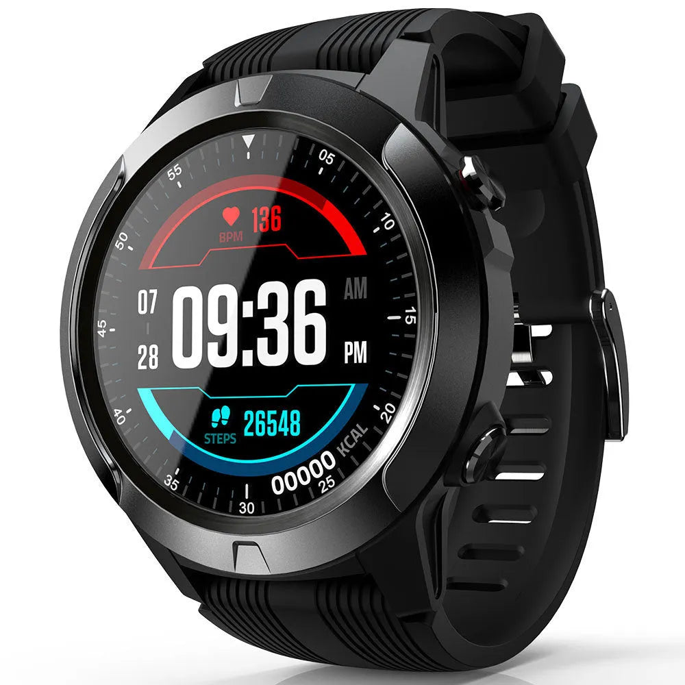 Black men's smart watch showing 1.3 inch screen with fitness tracking and Bluetooth call functions