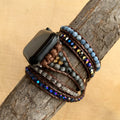 Agate woven bohemian watch band stone strap for 38-41mm or 42-45mm watches in natural national style