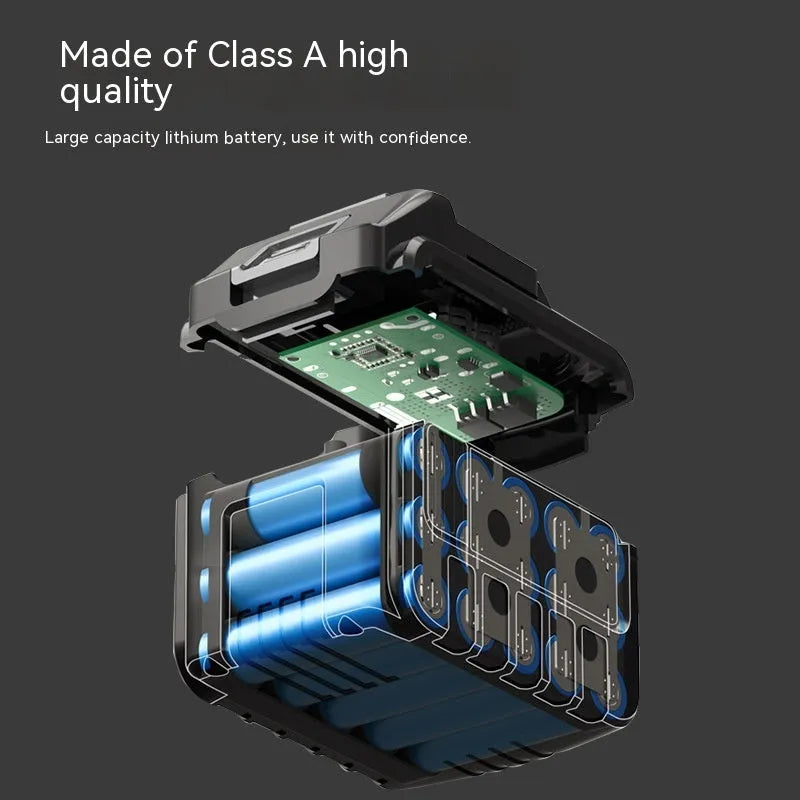 21V 4000mAh lithium battery pack, 18650 5S2P cylindrical, flat head cap, 119 x 74 x 68mm