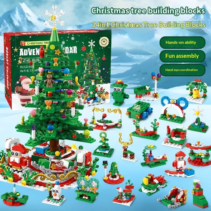Christmas tree building block set with surprise blind box for kids