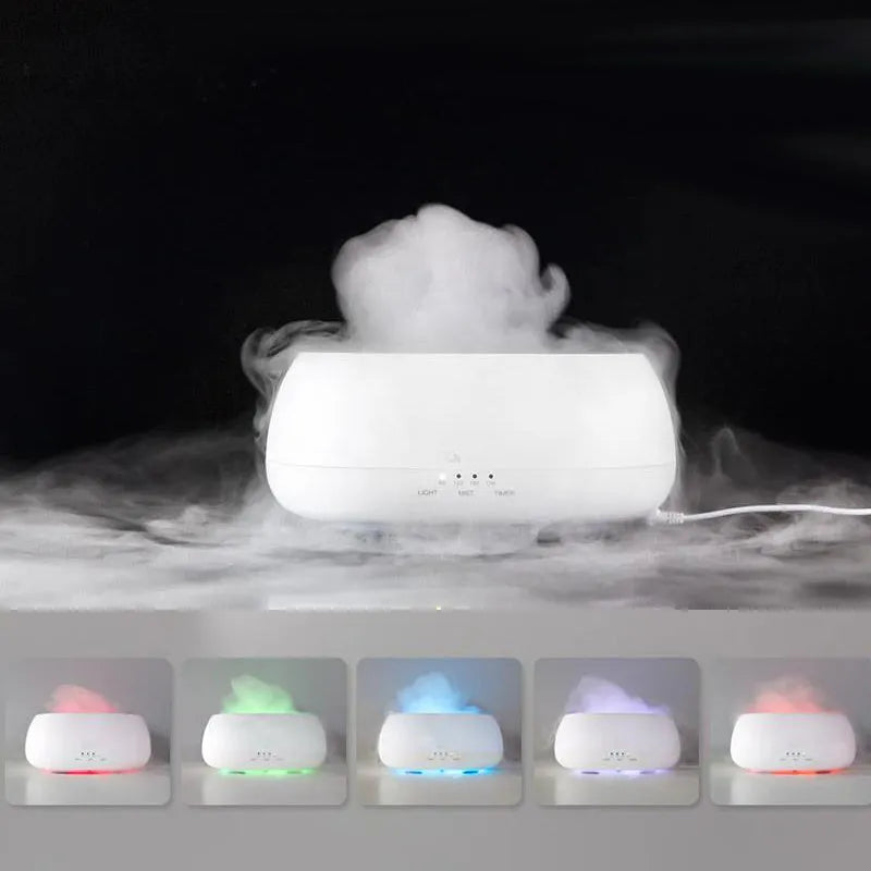 HOMEFISH 500ml white ultrasonic aroma diffuser with remote control and colourful LED light on a table