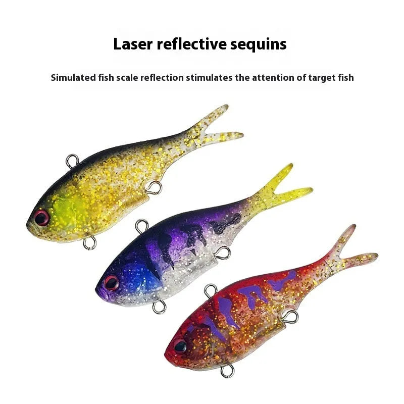 Multi-colour doc sequins lure fake bait fishing lure with treble hook in yellow and black finish
