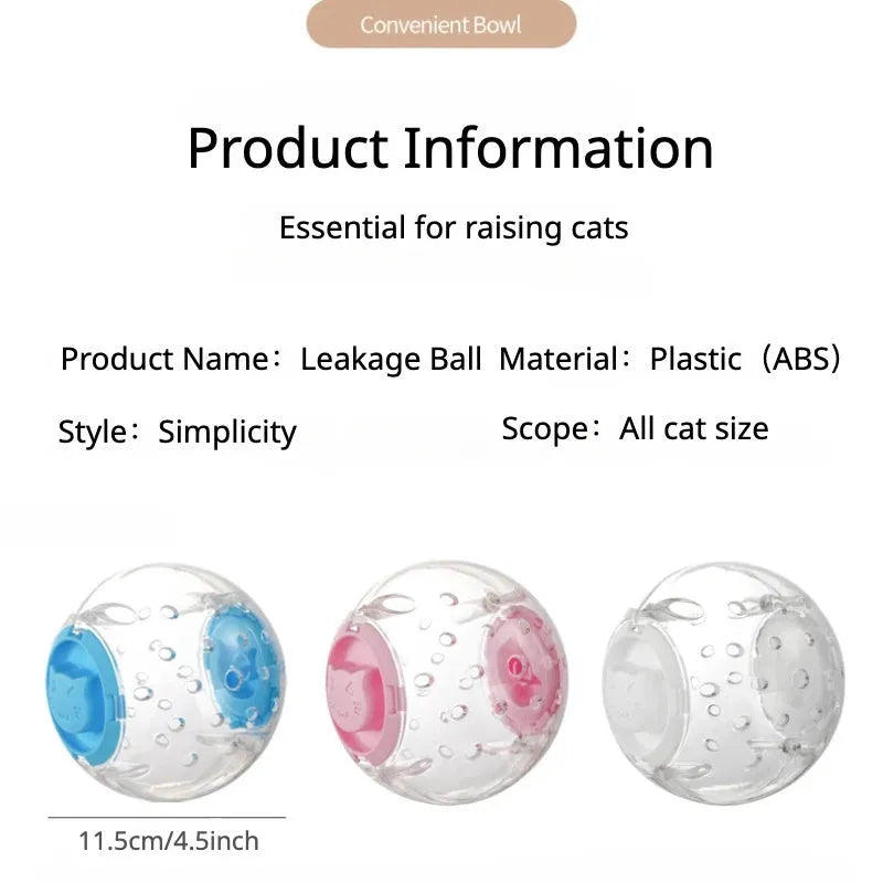 Blue slow feeding ball for dogs and cats with food leakage design, 11.5cm diameter