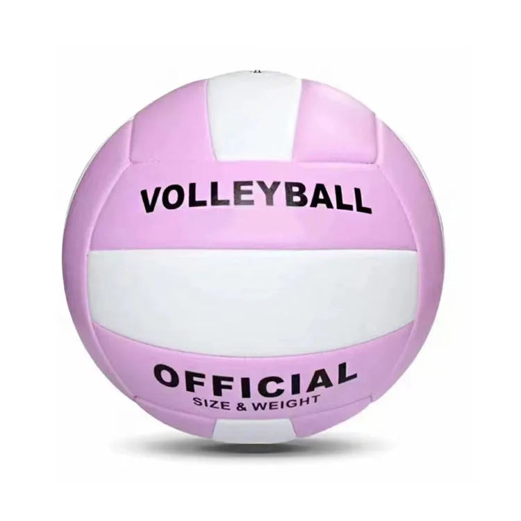 Macaron volleyball in green colour, No. 5 size, PVC material, on a beach background for training.