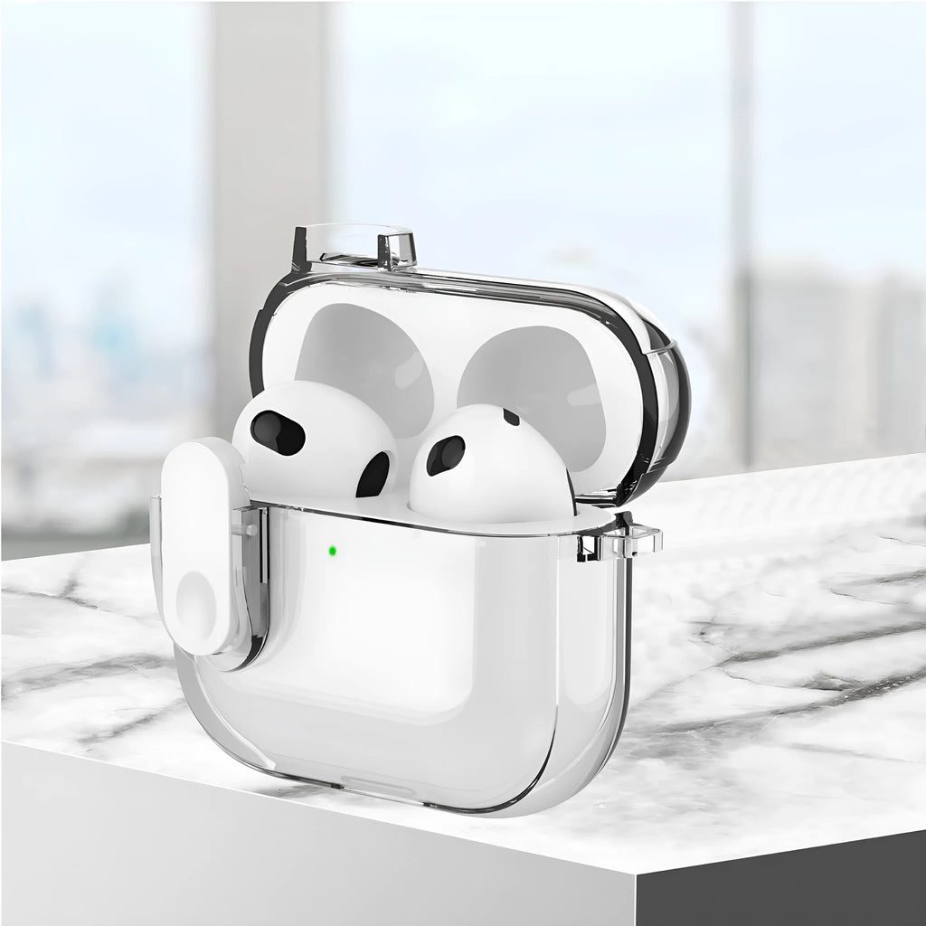 Transparent TPU drop-resistant earphone case for AirPods 4, soft and portable, available in three colours
