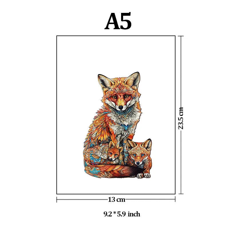 Wooden puzzle set in three sizes A3, A4, A5 with colour options, wood construction