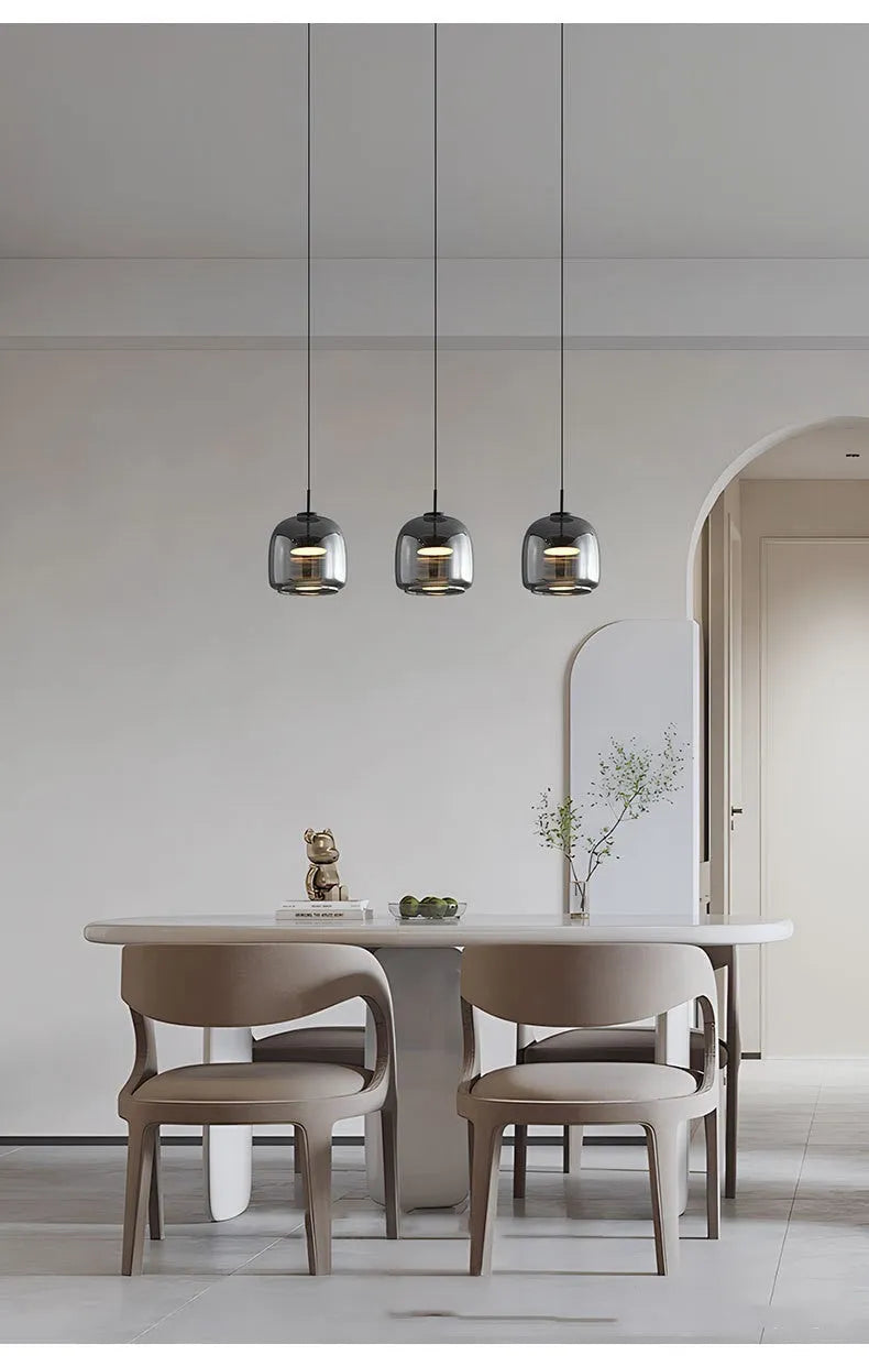 Italian minimalist copper and glass pendant light for bedroom or dining room, 220V, six light colour options