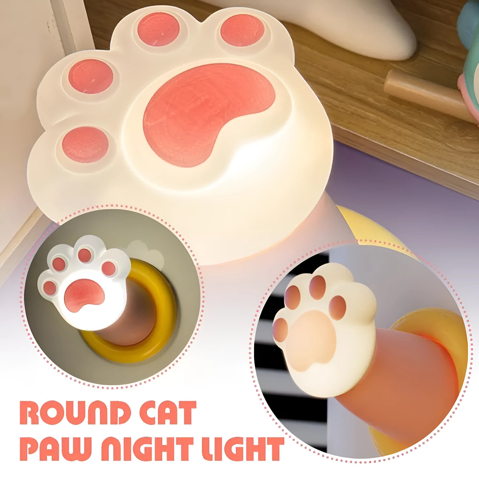 Outstretched round hand cat claw desk lamp with touch control and rechargeable battery for bedside lighting