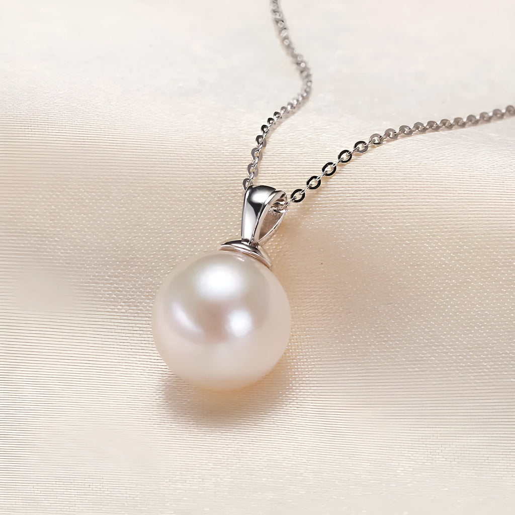 S925 silver freshwater pearl necklace with 11-12mm white Edison pearl pendant on 45cm chain