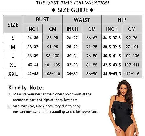 Black one-piece swimsuit with ruffled straps and cut-out details on a mannequin.