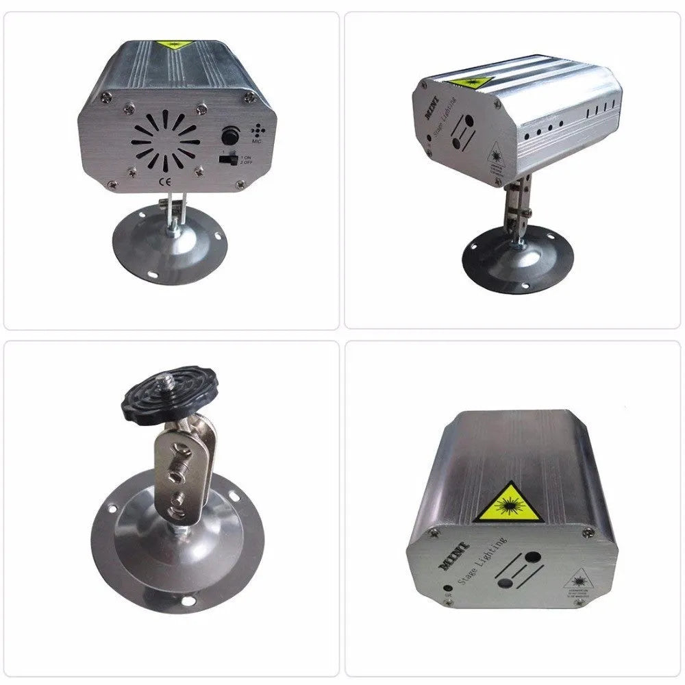 JC-24 in one laser light projector with red and green laser patterns and remote control, 105x90x52mm