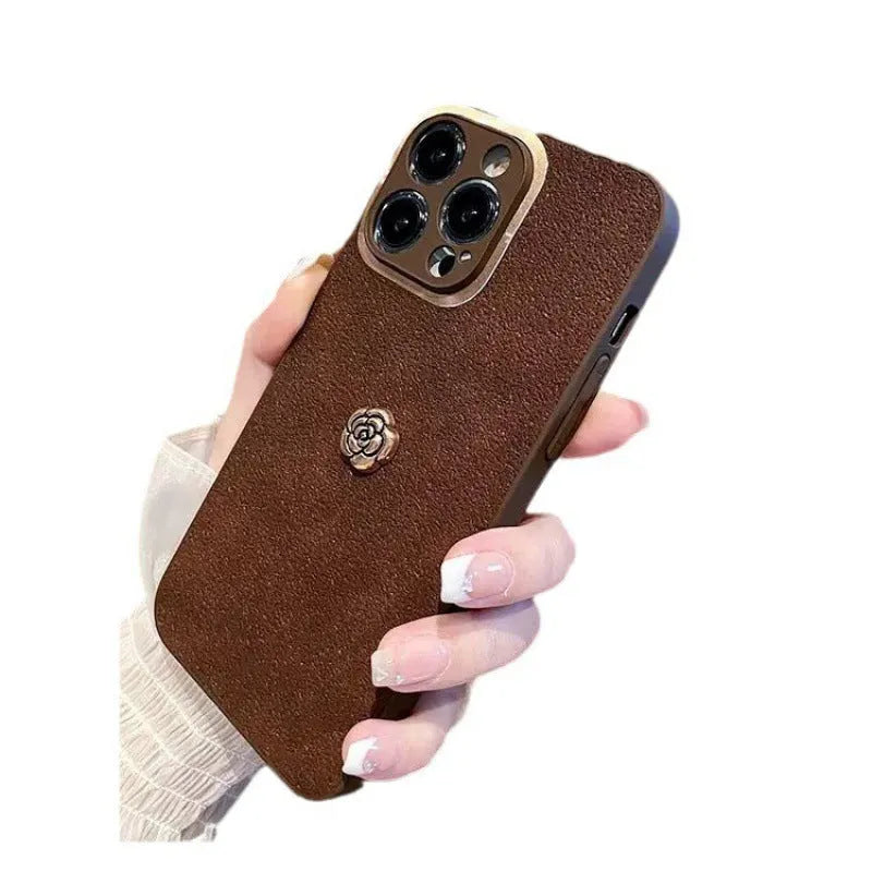 Brown frosted PC silicone all-inclusive phone case for iPhone with anti-fingerprint finish