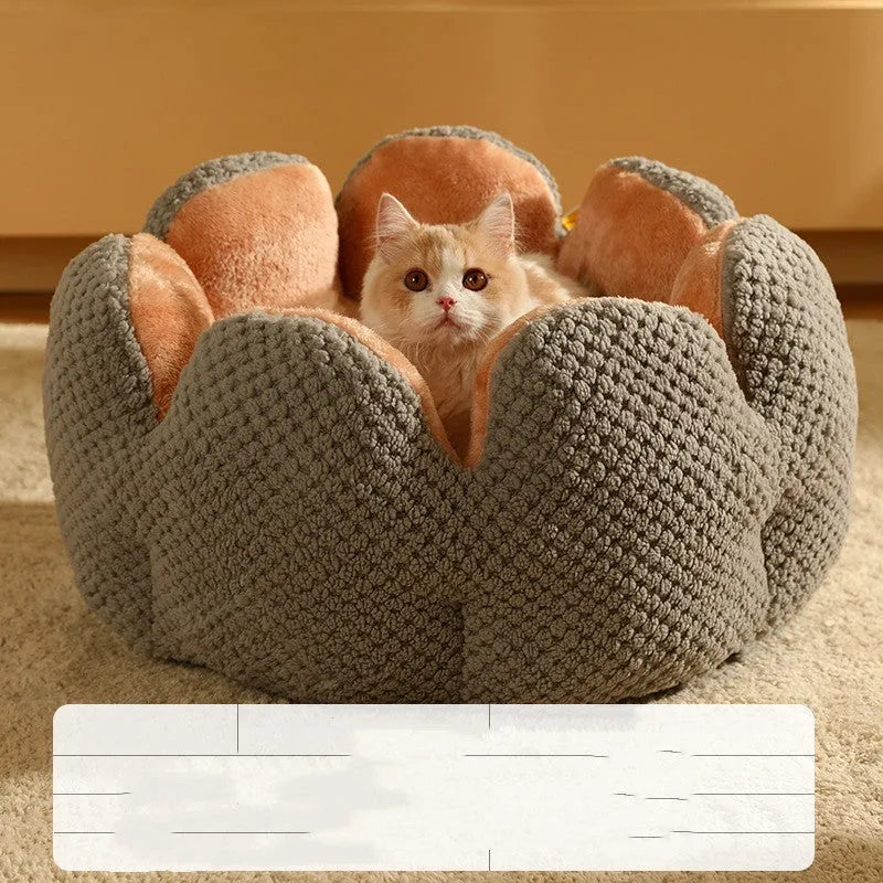 Cactus petal PP cotton pet nest in green, purple, grey, or coffee, sizes S 40cm, M 50cm, L 60cm