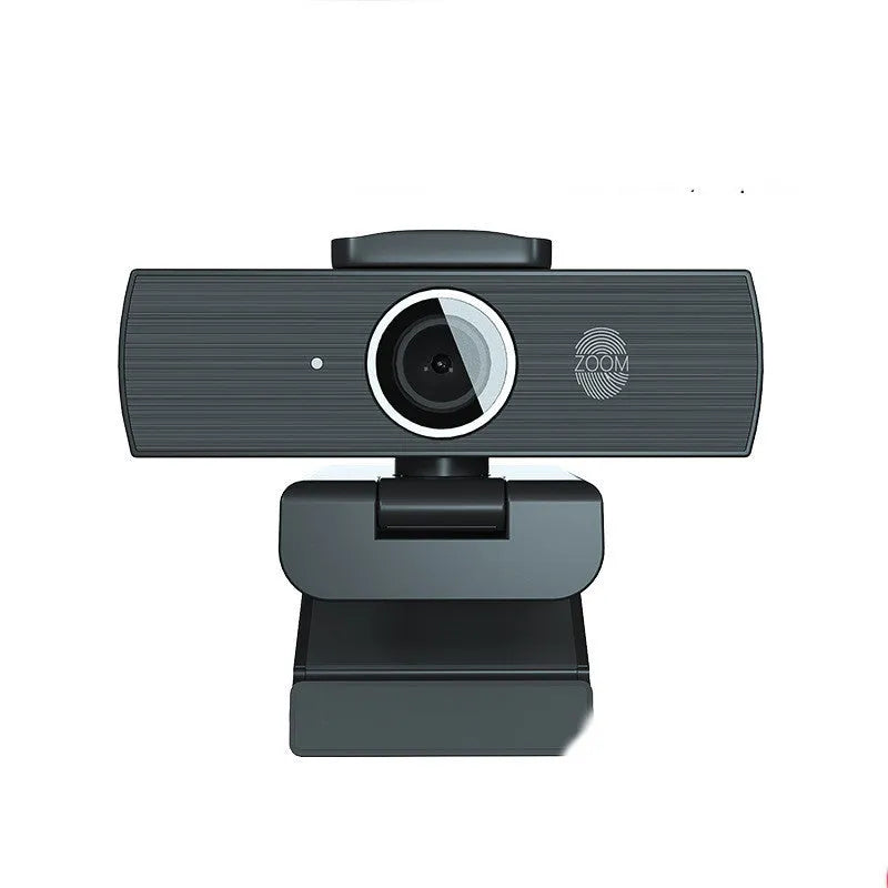 Black ABS computer webcam with USB cable and magnetic privacy cover for video conferencing
