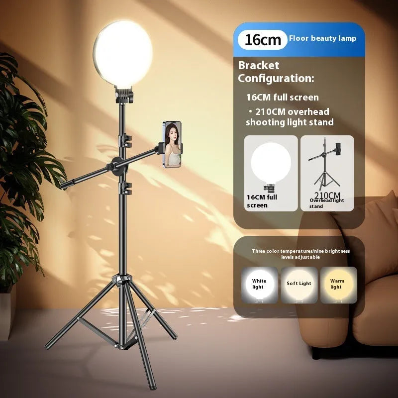 Desktop makeup fill light round full screen LED 16cm 5V three colour temperature with bracket