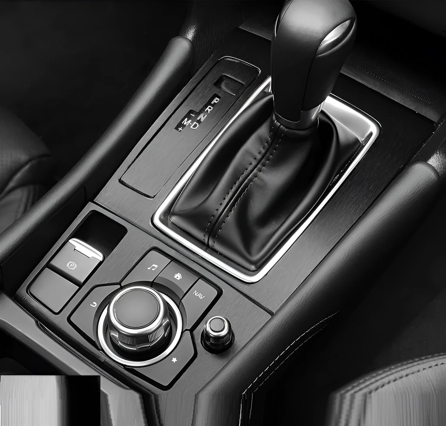 Decorative film sticker kit for car interior dashboard, centre console, and door handle customisation in carbon fibre or woodgrain patterns
