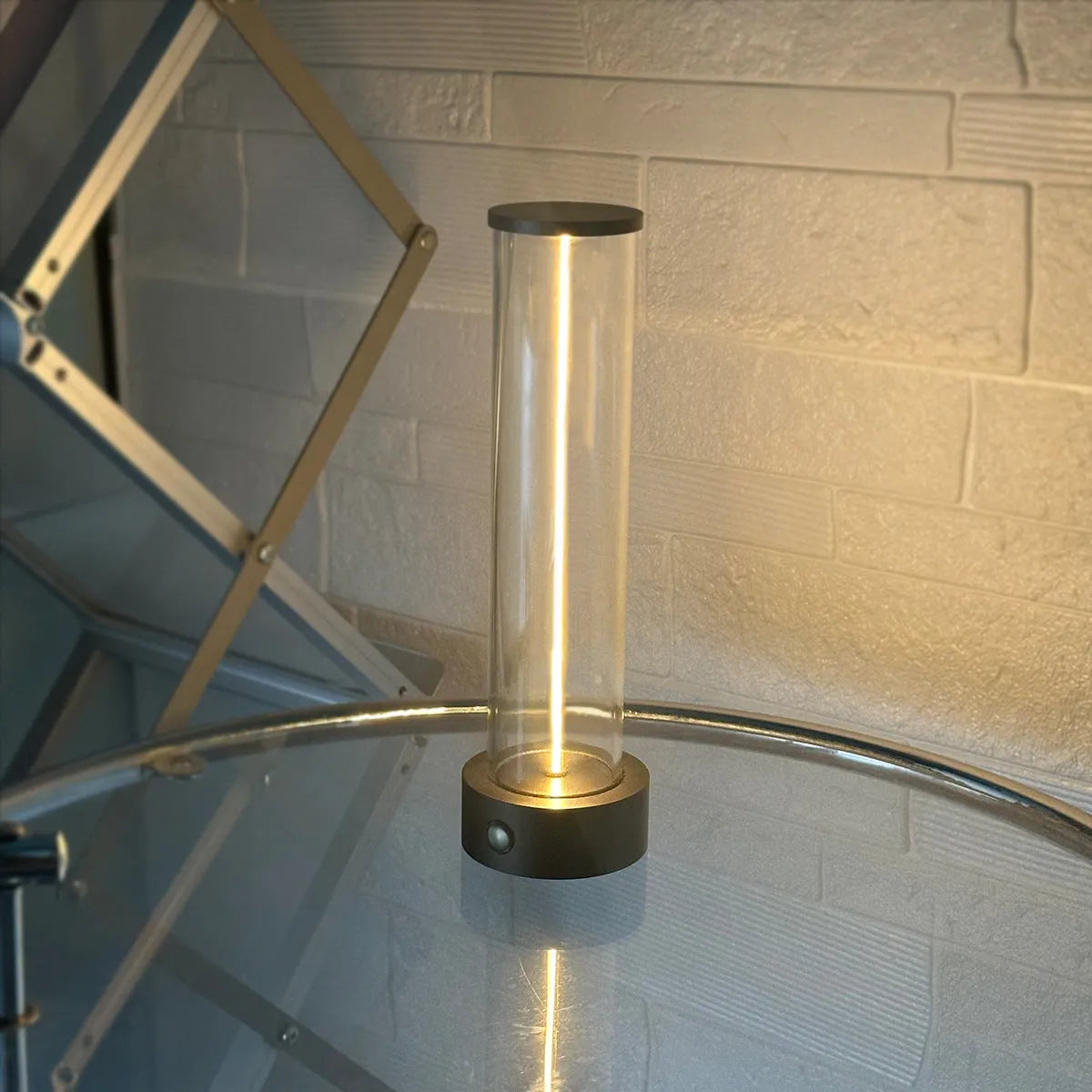 Modern glass LED light strip with magnetic base and USB charging cable