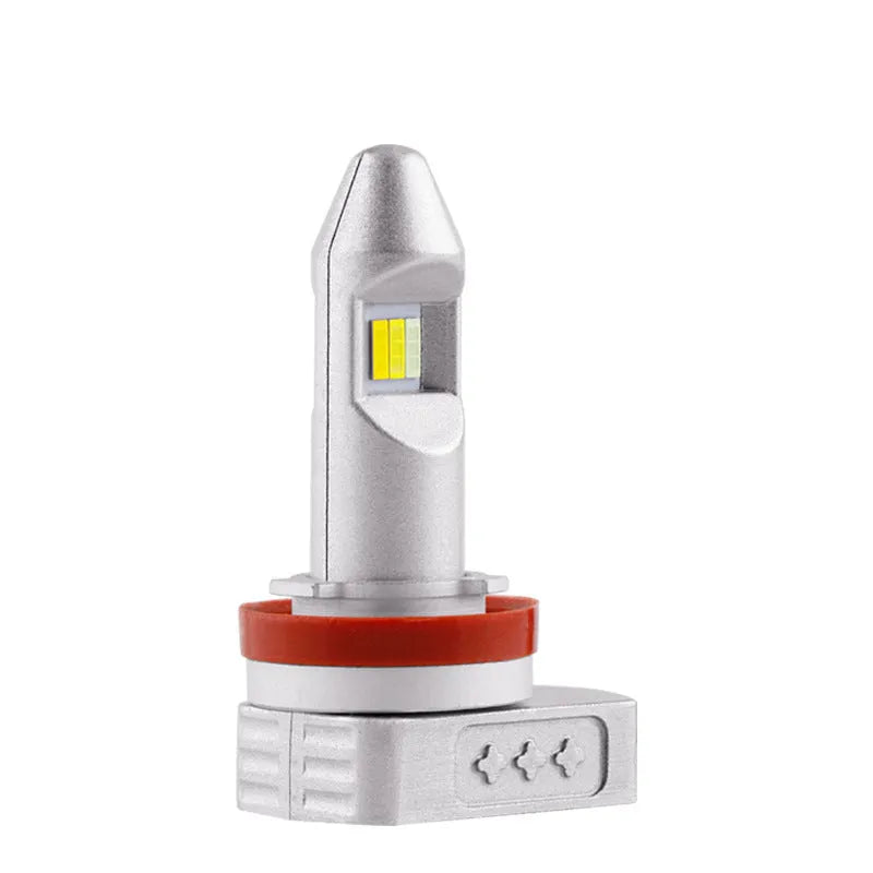 Universal retrofit LED fog lamp bulb with aluminium housing for cars, motorcycles, and trucks.