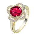 Copper fruit-shaped ring with zircon detail, showing electroplated finish.