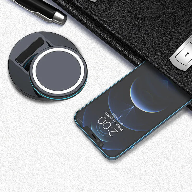 Folding magnetic wireless charging stand for iPhone 12 with three positioning options