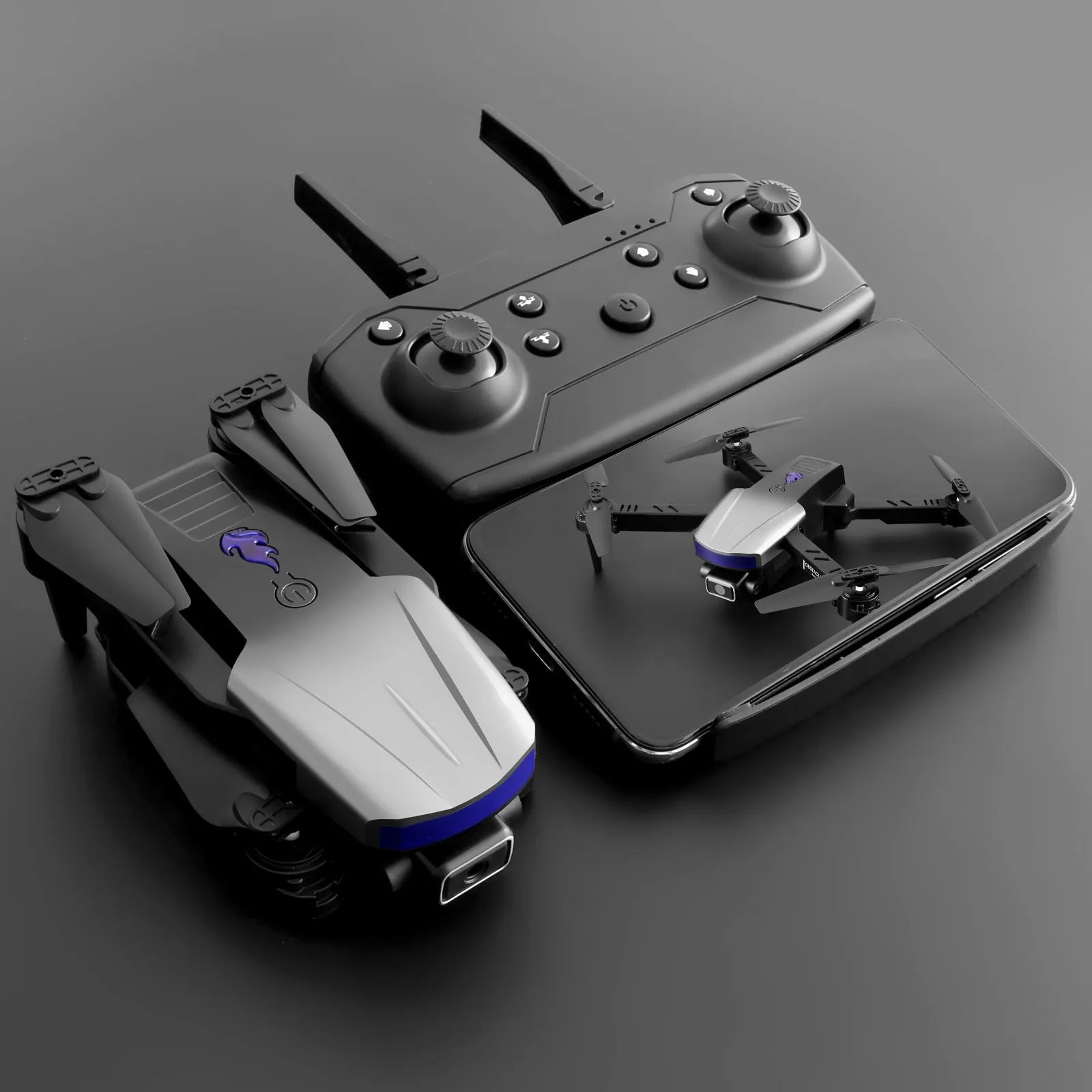 Four-axis plastic drone with 4K dual camera and three-side obstacle avoidance, 30-50cm size