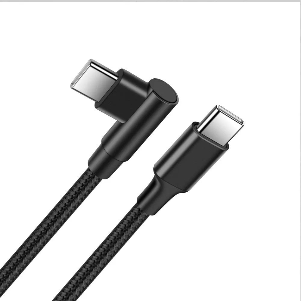 Double-ended Type-C nylon braided PD fast charging data cable, 2m, black on a plain background