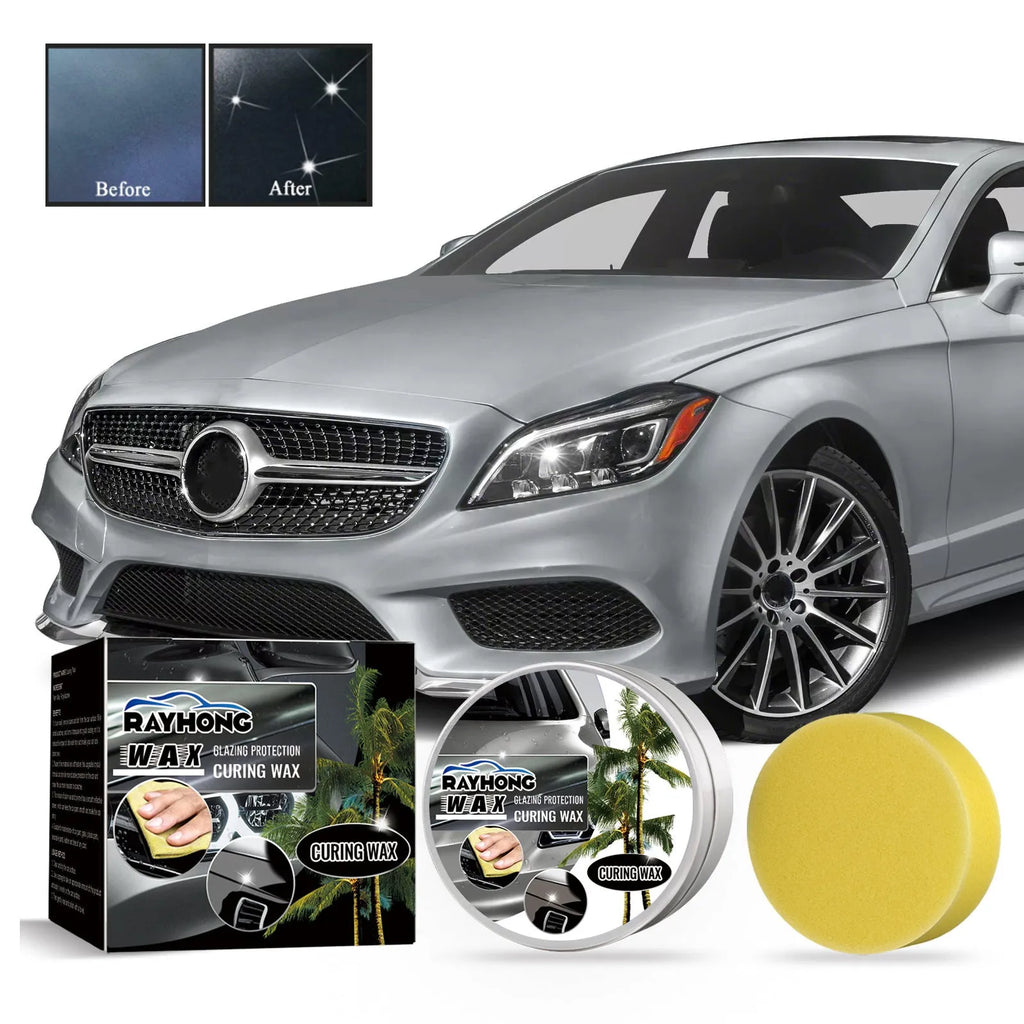 Car coating wax kit showing 100g tin and sponge applicator for vehicle paint protection
