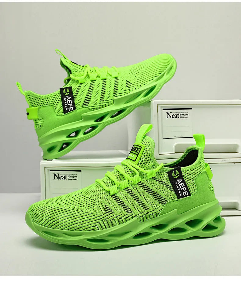 Men's black mesh casual running shoes with cross-strap design and low-top profile