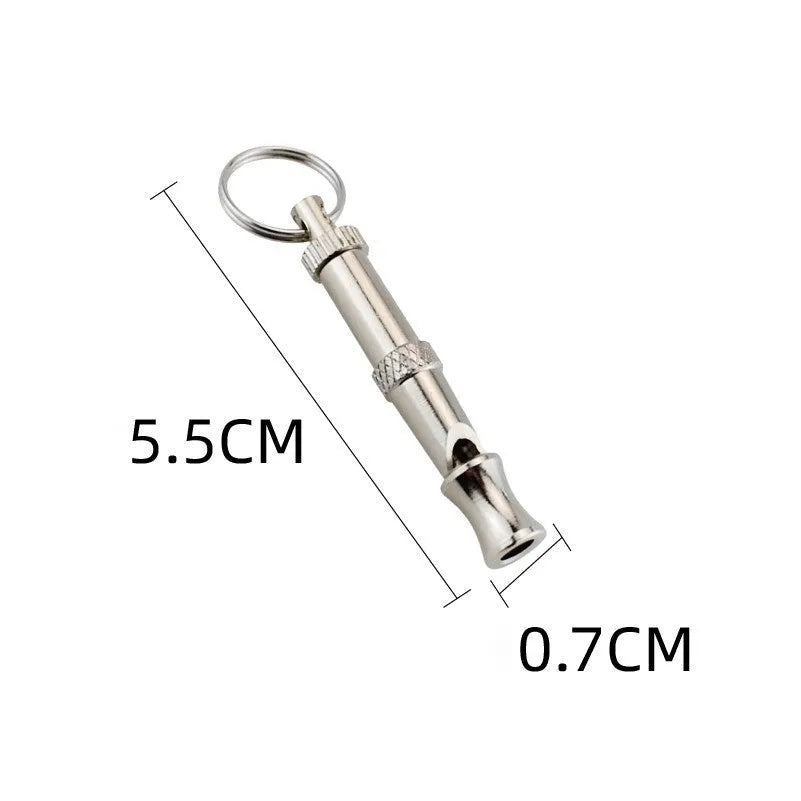 Metallic adjustable ultrasonic dog whistle with brass electroplated nickel construction