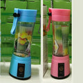 Portable USB rechargeable blender with six blades and 380ml pink cup