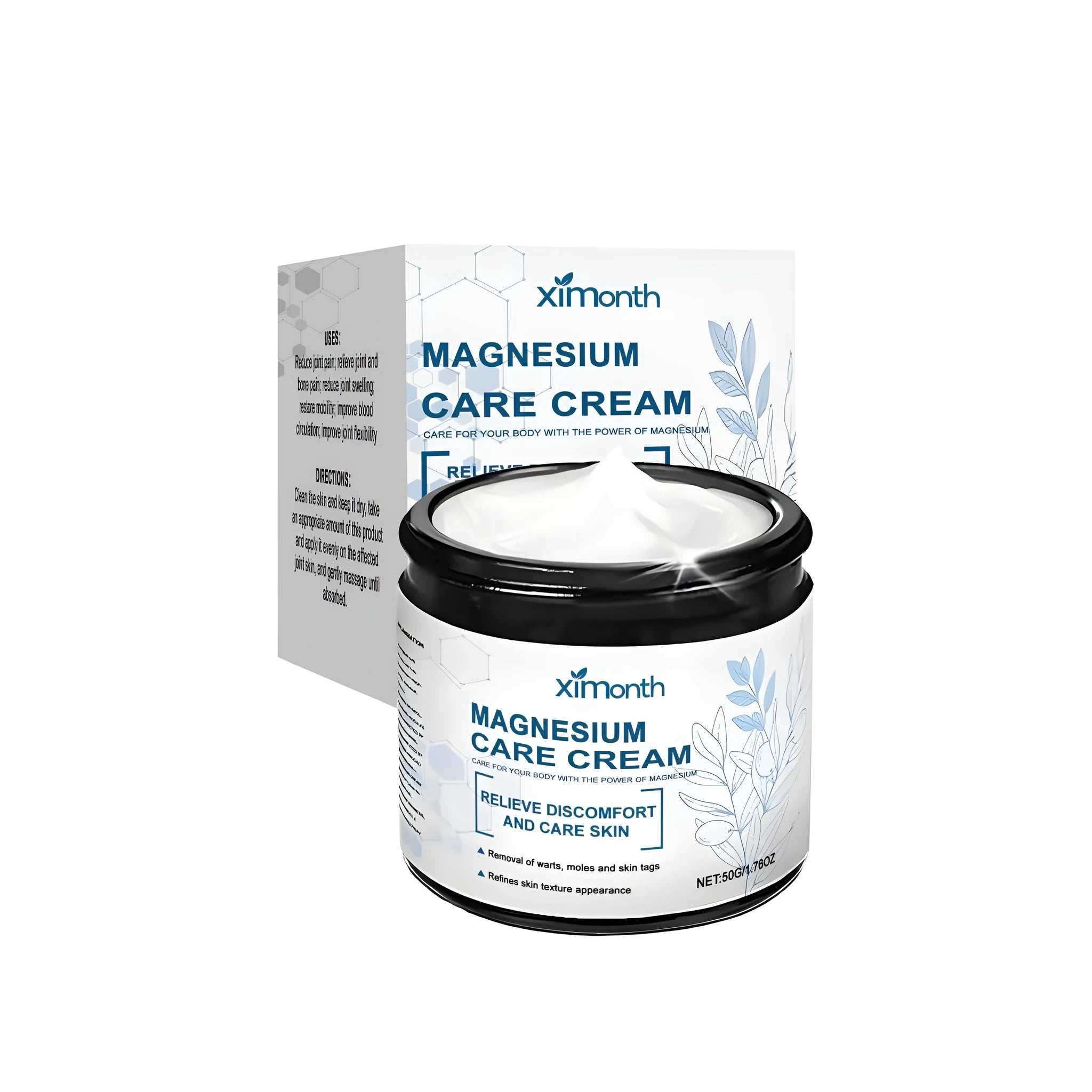 A 50g tube of magnesium cream for skin repair on a plain background.