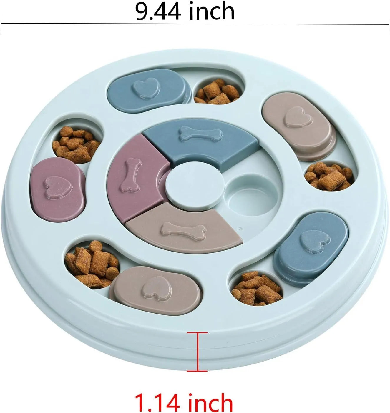 Dog puzzle feeder toy with sliding parts in blue, 28.5cm, for slow feeding and IQ training