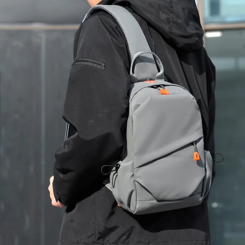 Men's black polyester crossbody bag with waterproof material and minimalist design
