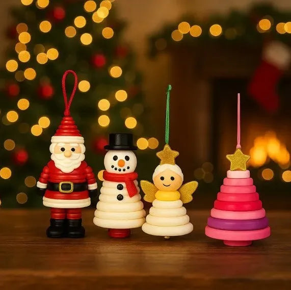 DIY plastic pendant craft kit with Santa snowman angel green pink Christmas tree designs