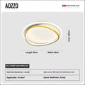 Round ultra-thin bedroom ceiling lamp 50cm in black finish with full spectrum LED