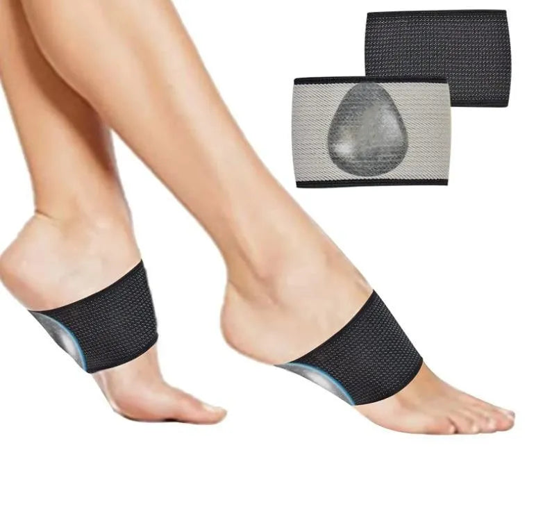 Flat foot support bandage with elastic arch support and heart pad design in PU material