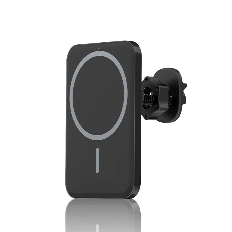 Black plastic car wireless charger, 15W, Type-C, for Apple 12 13 14, 9.4cm x 6.4cm x 2.6cm