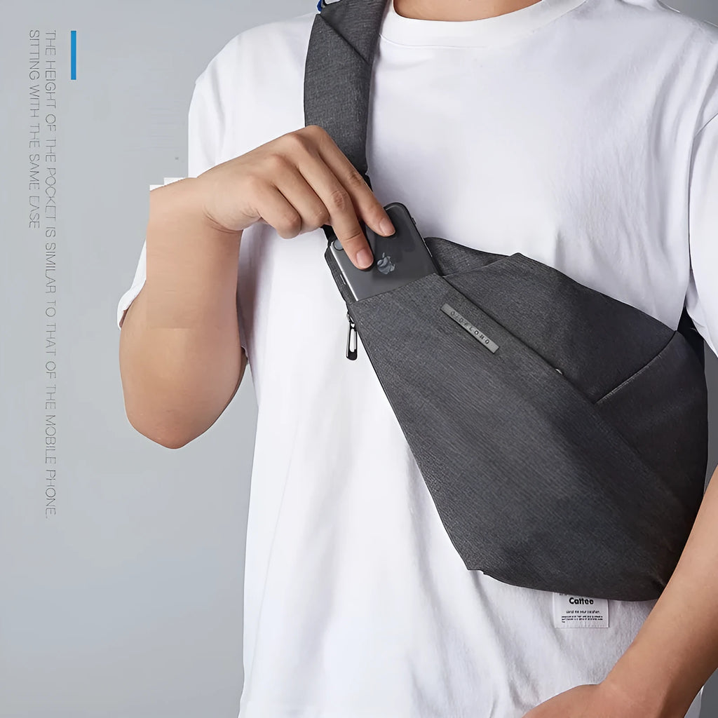 Digital storage canvas chest bag crossbody anti-theft package, dark gray right shoulder, business travel