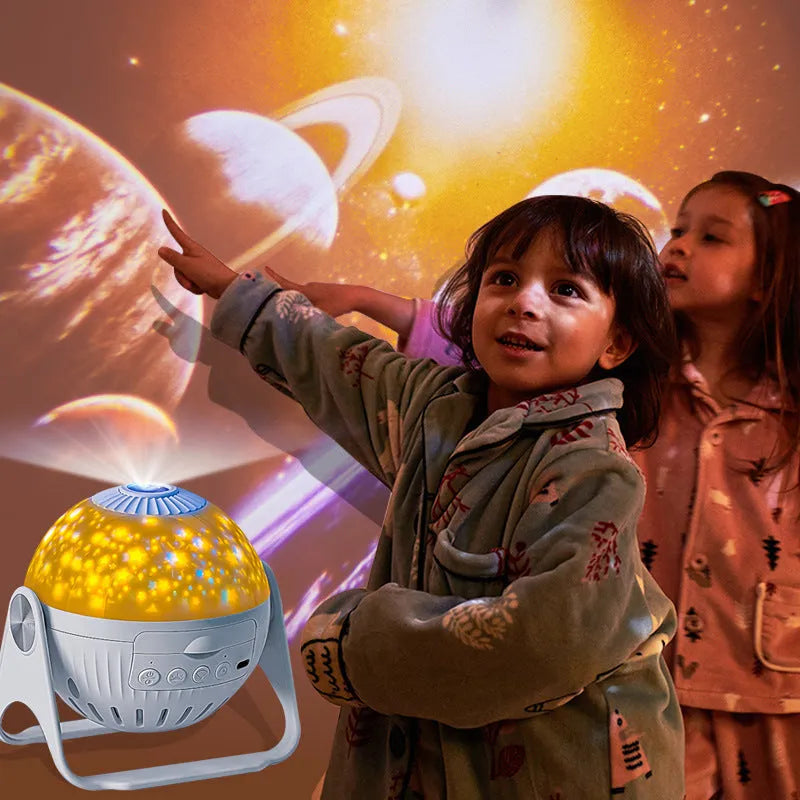 Galaxy projector starry sky night light with focus adjustment, PVC shade, and colour discs