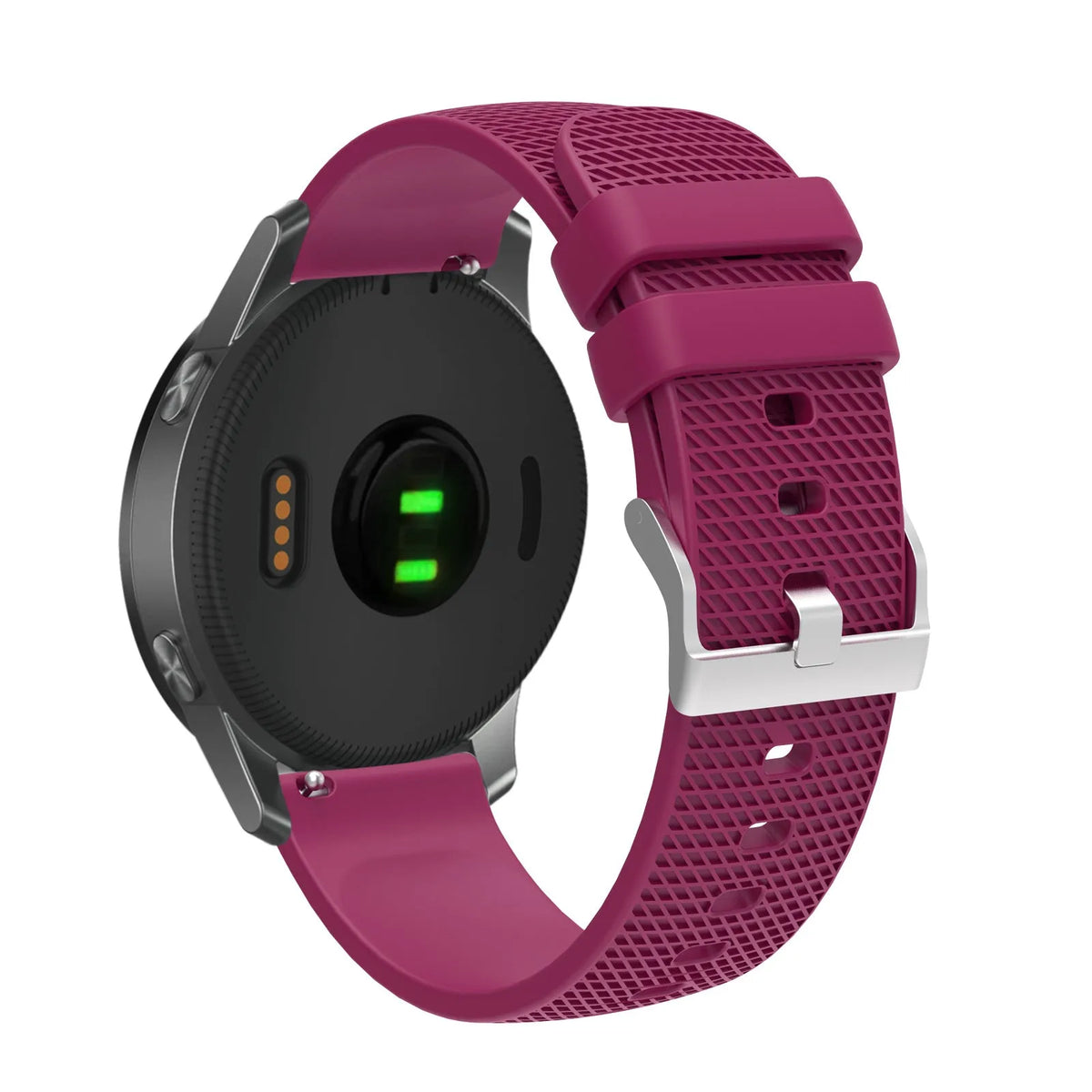 Silicone watch strap with grid pattern, 18mm/20mm/22mm, 76+119mm, 18g, in black, pink, purple, gray, navy, green, red, white, yellow