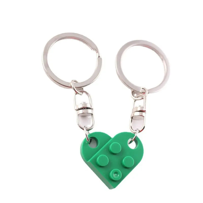 Heart-shaped plastic key chain with split key link, 5x3x3.5cm, Valentine's Day gift for couples