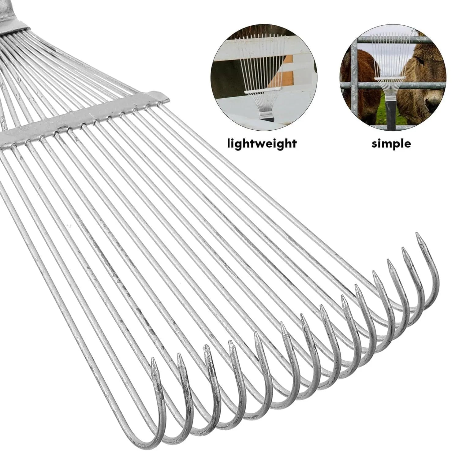 Black stainless steel dematting brush for grooming horses, dogs, and cattle.