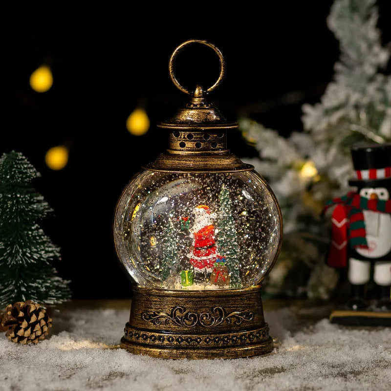 Christmas wind lamp music box with rotating crystal ball and night light, plastic, American style
