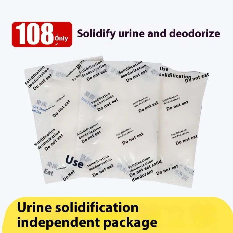 Disposable emergency urine bag with curing agent packs for portable toilet use during travel