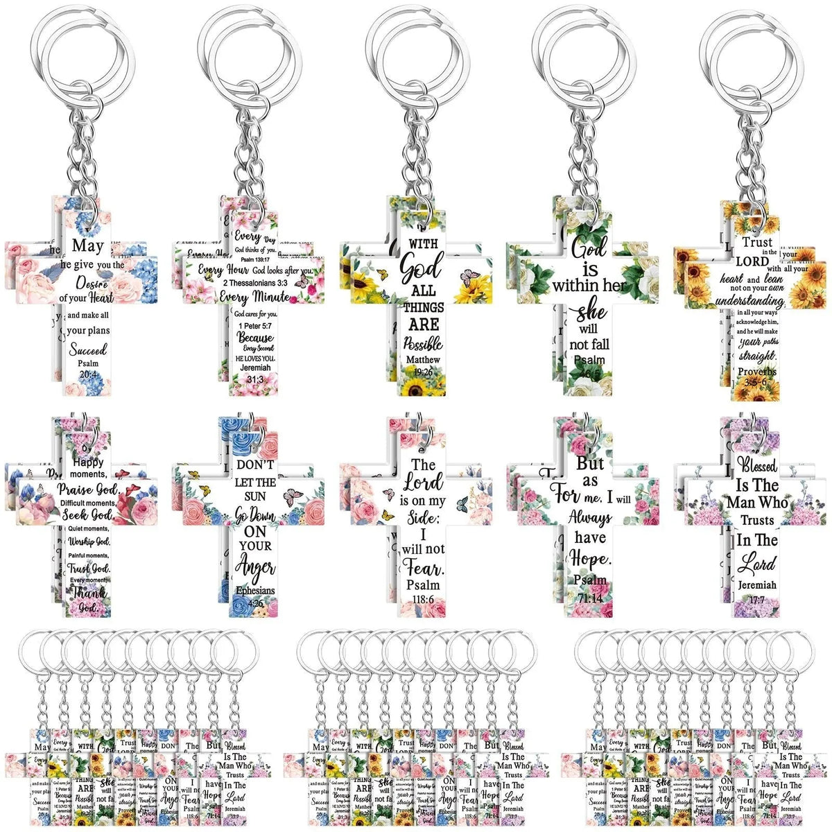 Clear acrylic key pendants for Easter Halloween Christmas, high transparency, two style options, 10 or 50 pieces