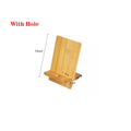 Bamboo desktop phone holder for mobile phone and tablet, 14x8x0.8cm, with holes option