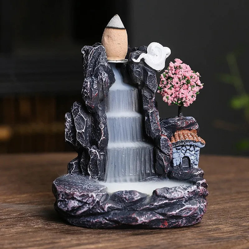 Ceramic backflow incense burner in modern simple style with four colour options