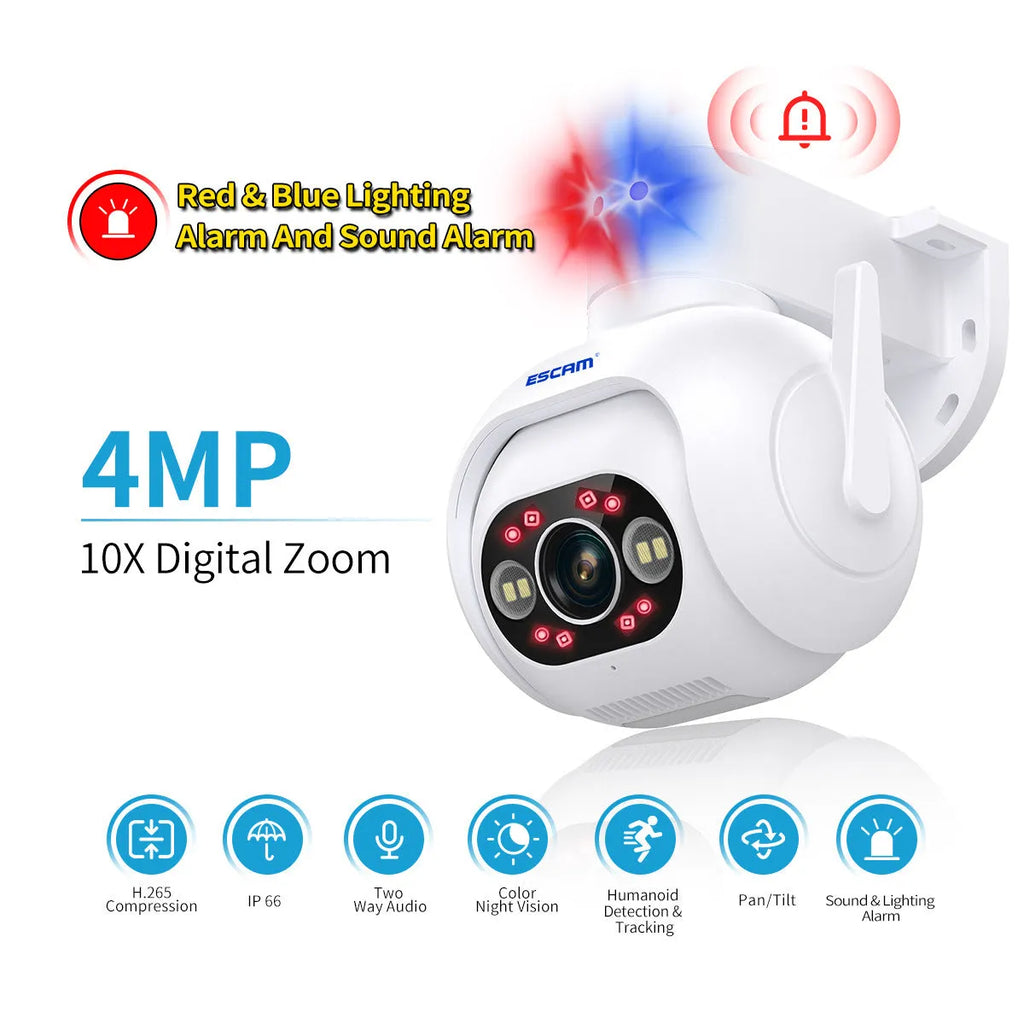 4MP smart colour night vision security camera with wall mount and IP66 waterproof rating