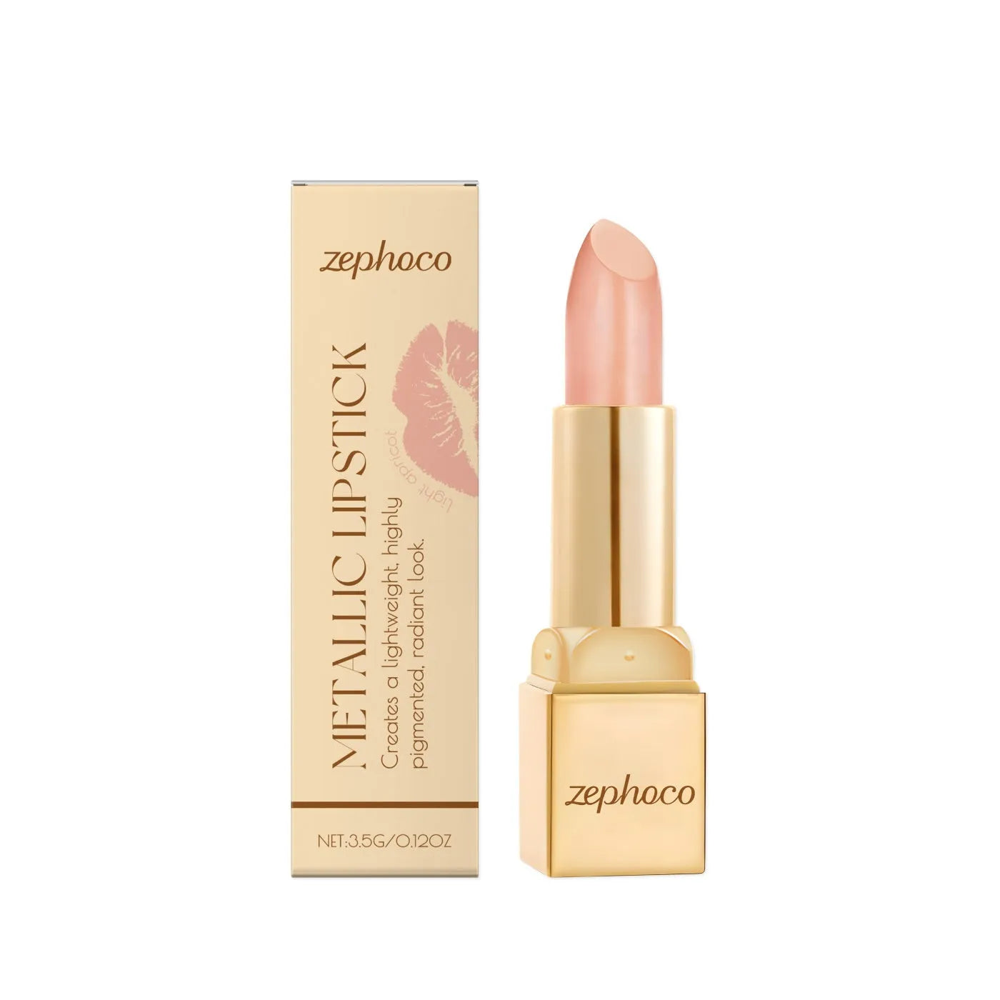 Metal Cream Lipstick in bullet form with metallic sheen on a white background