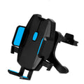 Snap-in car phone holder in black, red, or blue ABS for air outlet, instrument panel, or windshield